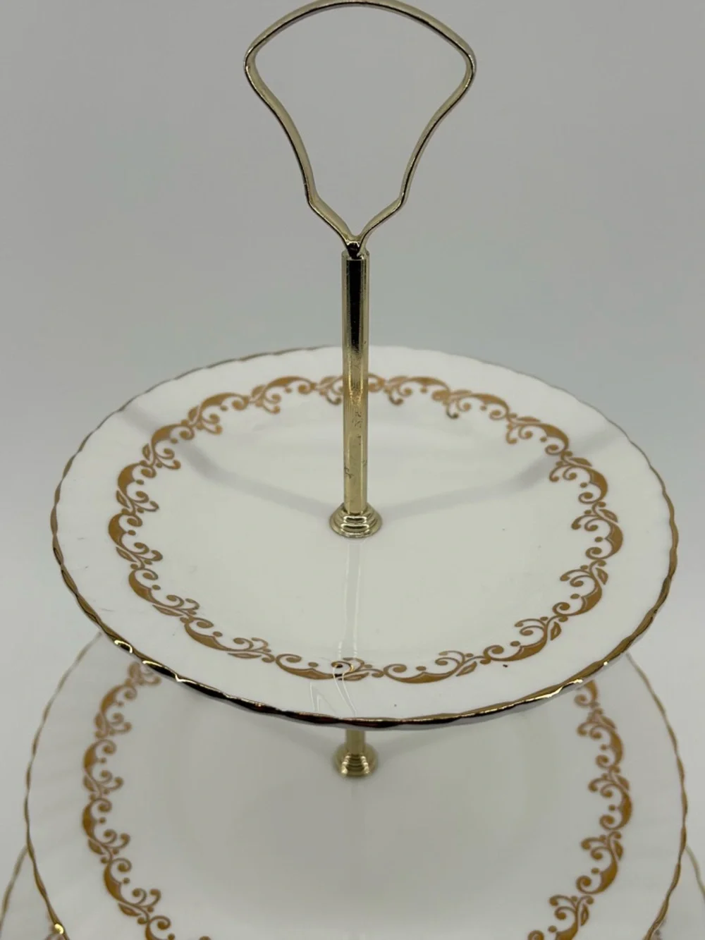 Three-Tier White and Gold Elizabethan  Serving Stand for entertaining